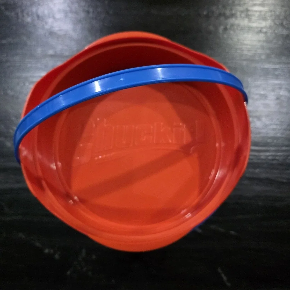 Chuckit! Ultra Ball Dog Toy Cleaning Bucket Medium 8-Pack Orange Blue 2.25